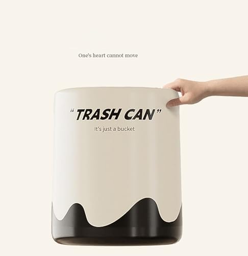 Image of House of Quirk Stylish Open Lid Trash Can Large Capacity 8-Litre Plastic Kitchen Garbage and Recycling Bin, Waste Organizer Container (Cream Flow)