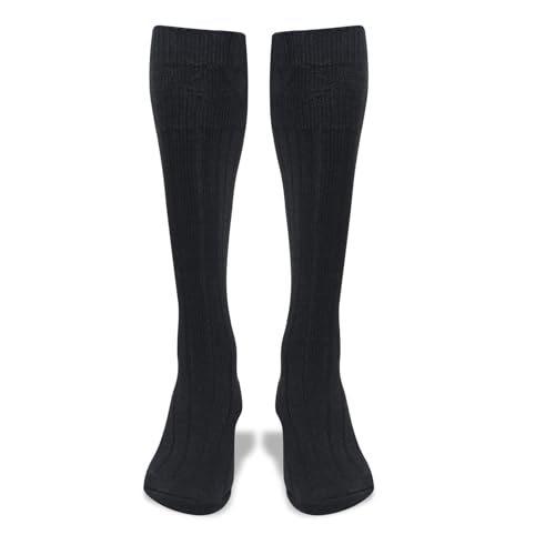 Scottish Highland Kilt Hose for Men, Ribbed Socks for USA Shoe Sizes, Wool Blend