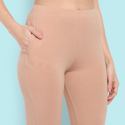 Image of ONE SKY Women Full Length Leggings | Cotton Modal Spandex Blend | High Waist Stretchable & Bio-Washed Fabric | Colour-Lock Technology | Comfortable Leggings for Women