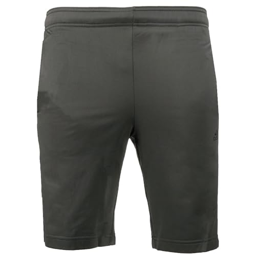 adidas Men's Primegreen Essentials Warm-Up 3-Stripes Shorts, Dark Grey Heather/Black, Large