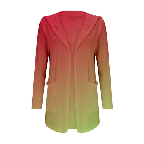 ZYXTIM Hooded Cardigan for Women Fashion Gradient Long Sleeve Long Lightweight Cardigan Open Front Casual Duster with Pockets2