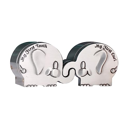 BESPORTBLE 1Pair My First Curl and Tooth Box Elephant Shape Keepsake Box Durable for Tooth and Hair Storage present for Showers and Milestone Celebrations