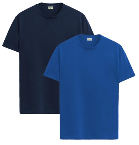 Image of ADRO Men's Cotton Regular Fit Combo Plain Solid T-Shirt Pack of 2