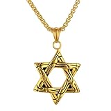 Magen - Collares con colgante de estrella de David Israel para mujer, color dorado y plateado, gargantilla judía para hombre