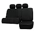 FH Group Back Seat Cloth Car Seat Cover - Universal Fit Rear Seat Covers for Cars with Rear Split Bench, Car Interior Accessories for SUV, Sedan, Van, Black