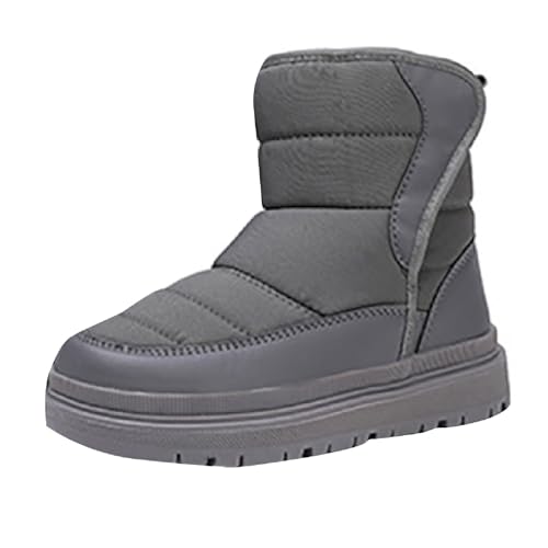 Botas de nieve para niñas y niños, cálidas, suaves, con forro polar, antideslizantes, para interiores y exteriores, gris, 33 EU