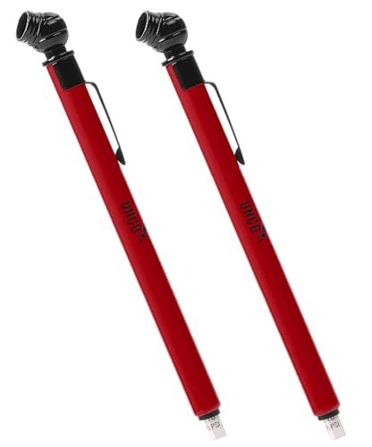 Image of UNCO- Pencil Tire Pressure Gauge, 2 Pack, 10-75 PSI, Red, Stainless Steel Body, Metal Made Nozzle, Rust and Corrosion Resistant, Pencil Air Pressure Gauge for Tires, 3 Measurements for Cars, Bikes