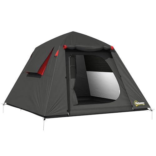 Outsunny Campingzelt 2 Personen 3000mm Wasserdicht & Winddicht Kuppelzelt mit 2 Türen 2 Netzfenstern 2 Seitenfenster Tragetasche Haken, Camping Zelt für Camping Trekking Reise