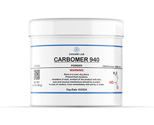 Carbomer 940 100g (3.5 oz) Carbopol Cosmetic Ingredient - Thickening Agent Formulation Gel Cream Lotion Carbopol Emulsify