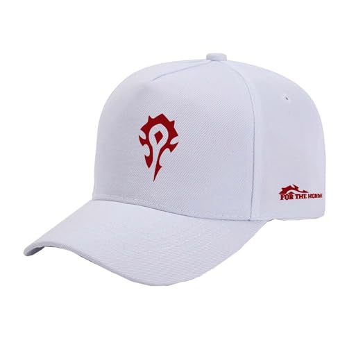 WDGYZZXJ Verstellbare Snapback-Mütze Für The Horde Unisex-Ballkappe Atmungsaktiv Bedruckt Trucker-Mütze Einfarbig Sport-Dad-Mütze Pferdeschwanzloch Weiche-White||One Size