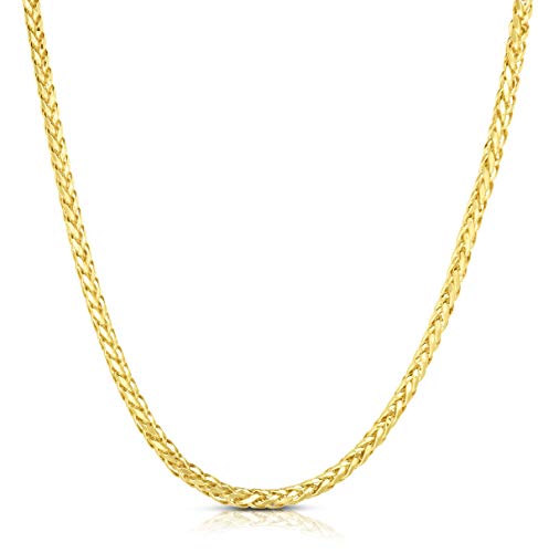 Floreo 10k Yellow Gold 2.7mm Lite Round Wheat Palm Chain Franco Necklace
