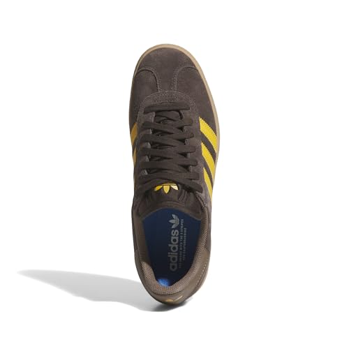 Image of adidas Men's Gazelle ADV Skate Shoes - Dark Brown /Preloved Yellow, Size: 10.0