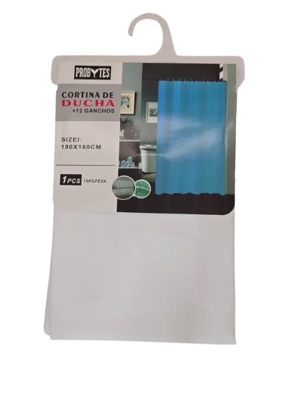ProBytes HD PEVA Shower Bath Curtain 180x180 cm - 71x71 Inches, 12 Rail Hooks, Translucent, Mold & Mildew Resistant, Water repellent, Elegant Mix of Colours, Home Décor (White)
