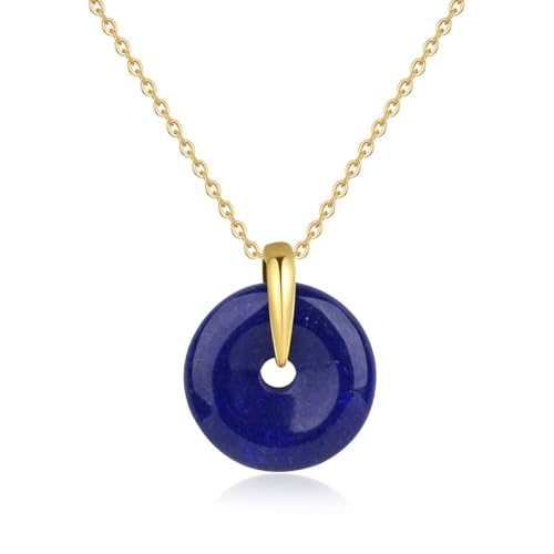 COAI Collier Argent 925 Femme Or, Pendentif Pi Chinois, Collier Lapis Lazuli Femme