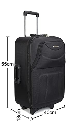 Trumpkin-Polyster-Softside-Small-Cabin-Luggage-55cm-Trolley-Bag-Black Polyester Soft-Side 55cm Small Size Cabin Luggage Trolley Bag
