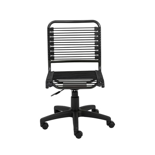 EURO STYLE Bungie Round Low Back Office Chair in Black with Graphite Black Frame and Base, Non-Tilt, 360° Swivel, Adjustable Height, Suitable for Home and Business