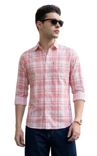 Image of IndoPrimo Men's Checked Slim Fit Casual Shirt Premium Cotton Full Sleeve Plaid Shirt with Chest Pocket Stylish Summer & Office Wear