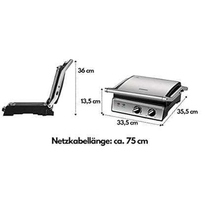 XXL Kontaktgrill abnehmbare Platten | 30 Minuten Timer | Panini Toaster | Sandwichtoaster | elektrischer Tischgrill… – Bild 7