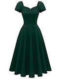 Wedtrend Vintage Dress for Women 1940s Dresses Fit and Flare 50s Housewife Dress Modest Rockabilly Dresses Tea Length Retro Dress WTP30021DarkGreenL