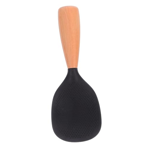 YARDWE 木柄シリコン耐熱ご飯スプーン 立てて置けるノンスティック飯しゃもじ 食品グレード素材 すべり止めハンドル付き キッチン用再利