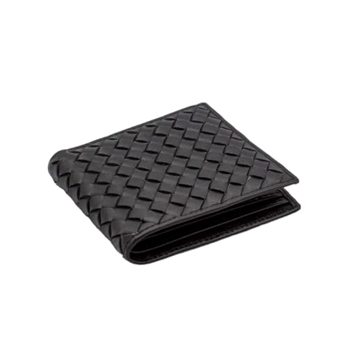 Premium Nappa Leather Wallet - Wallet for Men with Intrecciato Criss-Cross Design, 8 Card Slots,RFID Blocking Expert Craftsmanship, Gift-Worthy Packaging (Black)