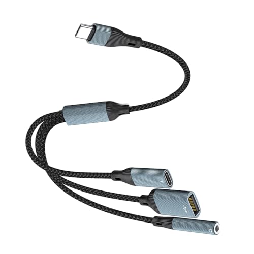 3.5mm �}���[�d 3 in 1 Type C - USB C PD60W �⏕�w�b�h�t�H�� �A�_�v�^�[