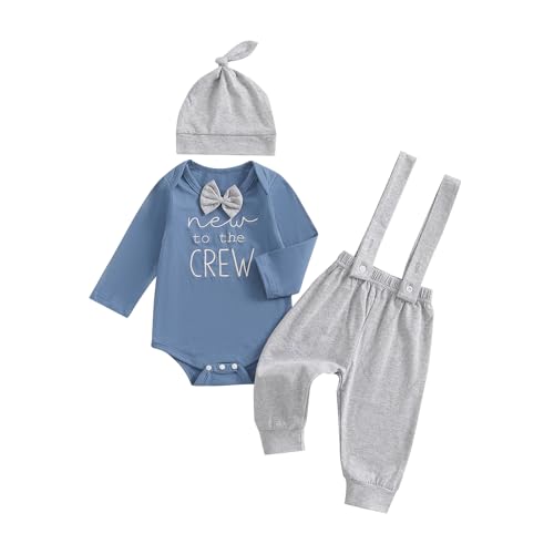 Newborn Baby Boy Clothes New To The Crew Outfits Long Sleeve Romper And Pants Hat Baby Coming Home Outfit (Blue new to crew, Newborn) Newborn Baby Boy Clothes New To The Crew Outfits Long Sleeve Romper And Pants Hat Baby Coming Home Outfit (Blue new to crew, Newborn)