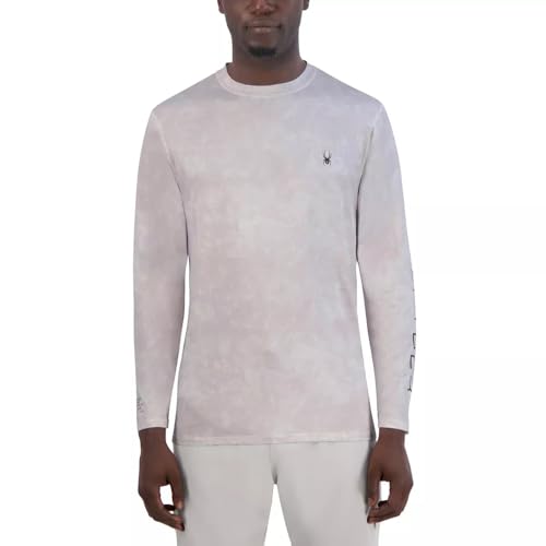 Spyder Men’s Rash Guard, Breathable Fabric, Quick Dry, 50+ UPF Protection (US, Alpha, Small, Regular, Regular, Gray)
