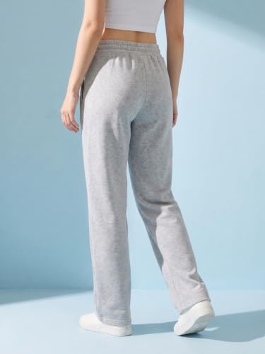 Image of BLINKIN Women's Wide Leg Track Pants | High Waist Cotton Lowers with Side Pockets | Full Length Activewear for Gym, Yoga, Workout & Dance (trk-519)