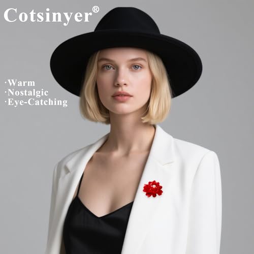 Image of Red Rose Brooch for Women - Elegant Costume Jewelry Pin for Dresses, Hats & Scarves