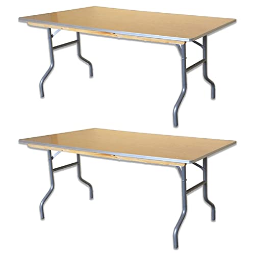 Tentandtable 4 Foot (48-Inch) Length Heavy Duty Rectangle Solid Birch Wood Folding Banquet Table | 2 Pack |30-Inch Height And Width | Aluminum Edge | For Weddings, Parties, Events, And Classrooms #TOP14