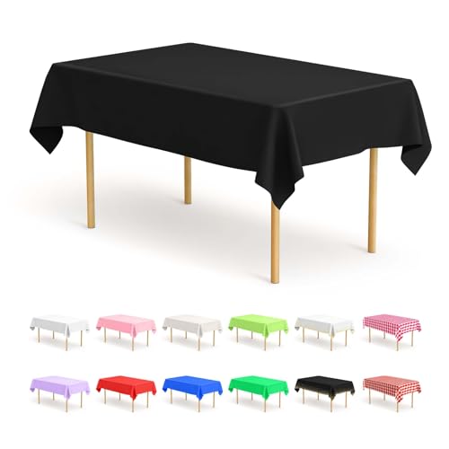 BOUBONI Lot de 4 nappes de table jetables noires 137 x 274 cm Nappe rectangulaire de fête Idéale pour mariages, catering, extérieur et événements...