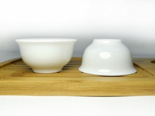 Image of Liang baobao Chinese Traditional Tea Tasting Cup Set of 4, 1.6oz White Porcelain Mini Cups for Gongfu Tea Ceremony (White)