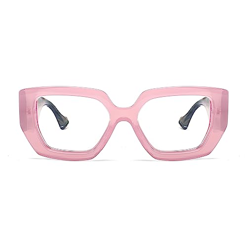 Image of FEISEDY Blue Light Glasses for Women, Oversized Square Thick Frame, Computer Eyeglass Anti Eyestrain B4129