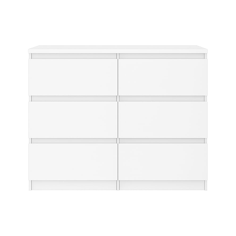 Kommode Basic Weiß mit 6 Schubladen | Viel Stauraum, 100x75x40 cm | Schubladenschrank für Schlafzimmer, Wohnzimmer, Büro oder Kinderzimmer