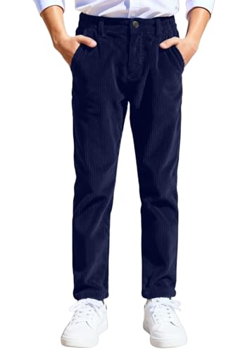 KEYWANTS Teen Dress Pants for Boys Size 18 Teenagers Regular Fit Formal Casual Corduroy Pant Youth Boy Navy Blue Trousers Boys' Fashion Homecoming Slacks
