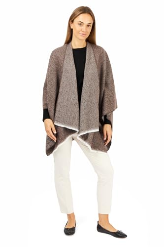 Image of Women's Shawl Wrap Poncho Ruana Cape Cardigan Sweater Open Front for Fall Winter Spring