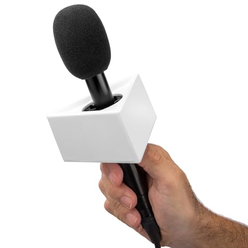 Image of Interview PRO Handheld Adapter with Mic, Compatible with R.O.D.E, DJI & Other Wireless Microphones - Foam Windshield Included (Mic Handle with Triangle Flag Station)