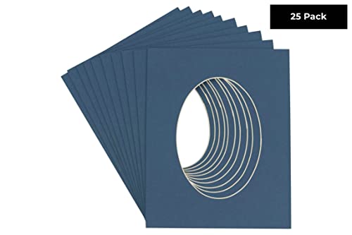 CountryArtHouse Steel Blue Acid Free 16x20 Oval Picture Frame Mat with White Core Bevel Cut for 11x17 Pictures - Fits 16x20 Frame - Pack of 25 Matboards