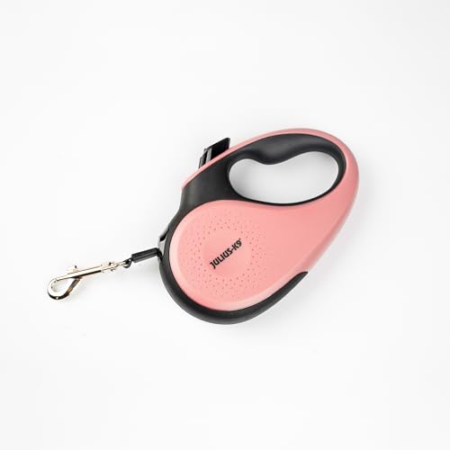 Julius-K9 Guinzaglio retrattile per cani, XS – nastro da 3 m, nero/rosa, impugnatura antiscivolo, estensibile, freno con una sola mano, pausa, blocco, nastro riflettente, anti-groviglio, resistente