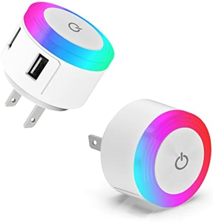 Luckme Color Changing Night Light for Kids,Travel Night Light,USB Night Light,RGB Night Light for Decorating Home, Bedroom, Hallway, Bathroom, Travel, NightLight 2 Pack