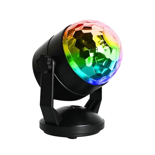 Luci stroboscopiche RGB a sfera da discoteca attivate dal suono, 7 colori, rotazione, alimentate a batteria, luci lampeggianti per bambini, palcoscenico, DJ, feste, Natale, KTV, decorazione di