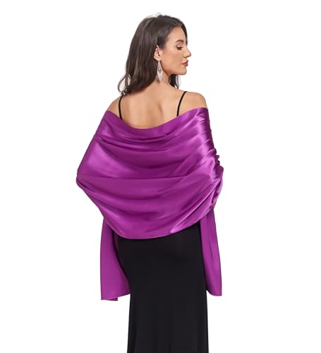 Fttyeiby Shawls and Wraps for Evening Dresses Satin Shawl Wraps for Women Wedding Formal Shawl Purple