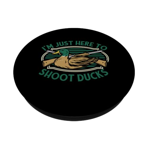 Just Here To Shoot Ducks Turkey Duck Bird Waterfowl Hunting PopSockets Swappable PopGrip, Black - Image 2