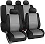 FH Group Car Seat Covers Full Set Gray Neoprene - Universal Fit, Automotive Seat Covers, Low Back Front Seat Covers, Airbag Compatible, Split Bench Rear Seat, Washable Car Seat Cover for SUV, Sedan