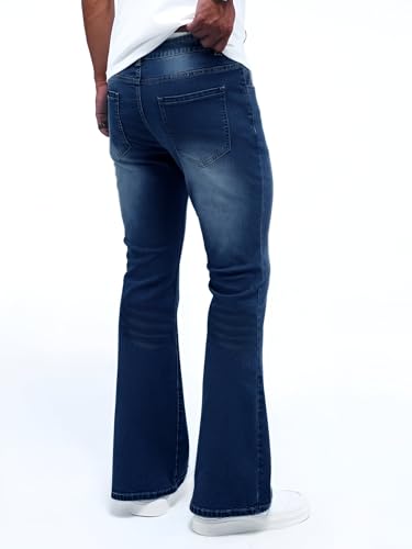 Image of Ben Martin Men's Bell Bottom Jeans || Bootcut Denim Pants || Wide Leg Flared Jeans for Men || High Waist Stretchable Retro Fit || Cotton Jeans for College Casual (1)