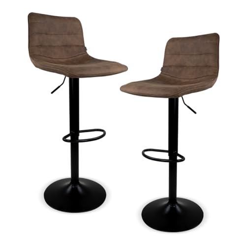 MIREL Set de 2 Sillas Verona Alta para Barras de Cocina con Altura Ajustable | Bancos Desayunador Elegante para Decoración del Hogar | Fabricado 100%...