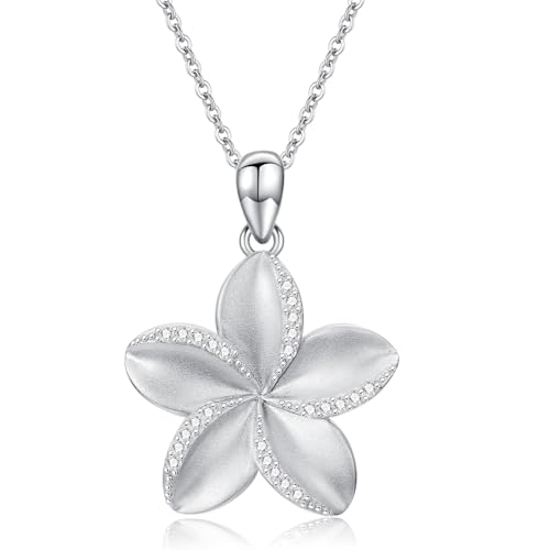 Plumeria Necklace 925 Sterling Silver Plumeria Pendant Necklace Plumeria Jewelry Gifts for Women
