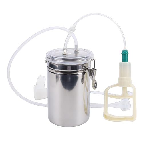 Ziegenmelkmaschine, 2L Manuelle Melkmaschine Ziegenmelkgerät mit Edelstahlflasche, Schafkuh-Handvakuumpumpe Ziegenkuhmelkmaschine