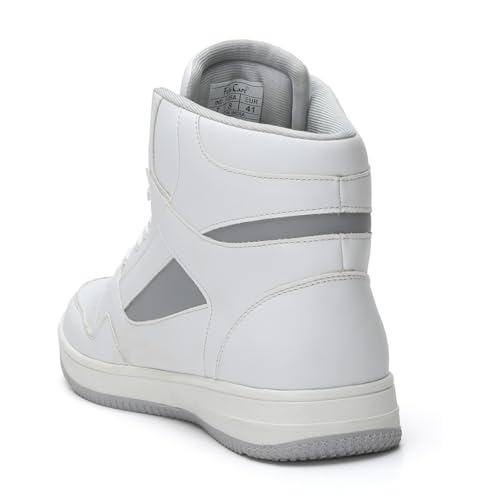 Image of FIELD CARE Faster Casual Comfort Fashion Stylish Hi-Top Basket Ball Sneakers (White /Grey, UK Footwear Size System, Adult, Men, Numeric, Medium, 10)